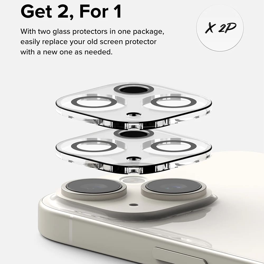 Folie de protectie Ringke Camera Glass (set de 2) compatibil cu iPhone 15 / iPhone 15 Plus, Transparent