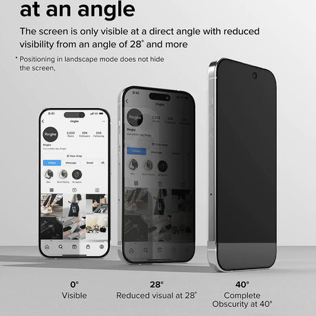 Folie pentru iPhone 15 Pro - Ringke Tempered Glass - Privacy
