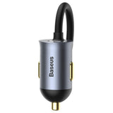 Incarcator Baseus Car Share Together (CCBT-A0G), Port Extension, 2x USB, 2x Type-C, Fast Charging, 120W, Gri