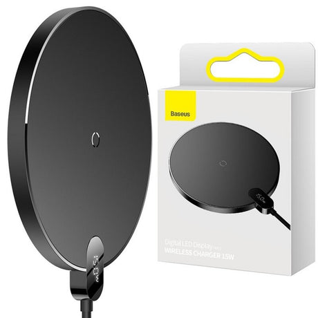 Incarcator Baseus Wireless (CCED000001), for Phone, Earbuds, Digital Display, 15W, Negru