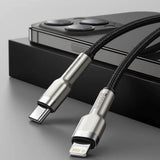 Cablu Baseus Cafule Series Metal (CATLJK-A01), Type-C to Lightning, PD20W, 1m, Negru