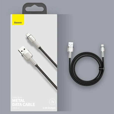Cablu Baseus Cafule Series Metal (CALJK-A01), USB to Lightning, 2.4A, 480Mbps, 1m, Negru