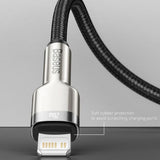Cablu Baseus Cafule Series Metal (CALJK-A01), USB to Lightning, 2.4A, 480Mbps, 1m, Negru