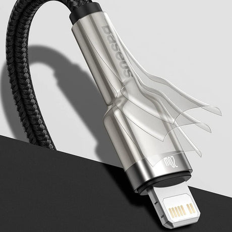 Cablu Baseus Cafule Series Metal (CALJK-A01), USB to Lightning, 2.4A, 480Mbps, 1m, Negru