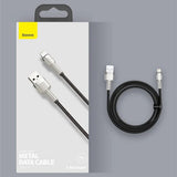 Cablu Baseus Cafule Series Metal (CALJK-01), USB to Lightning, 2.4A, 480Mbps, 25cm, Negru