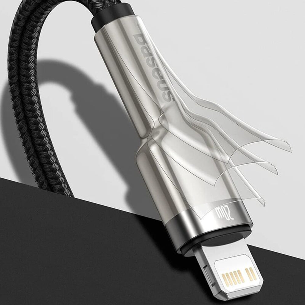 Cablu Baseus Cafule Series Metal (CALJK-01), USB to Lightning, 2.4A, 480Mbps, 25cm, Negru