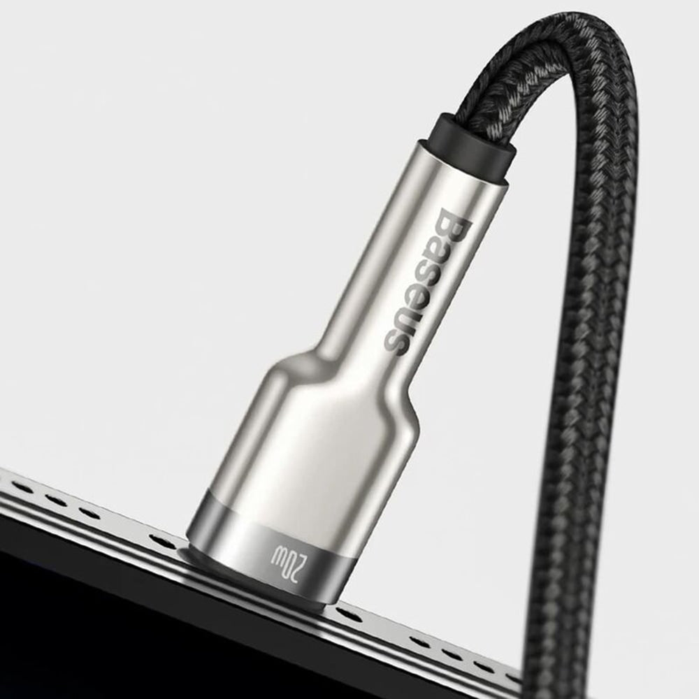 Cablu Baseus Cafule Series Metal (CATLJK-01), Type-C to Lightning, 20W, 25cm, Negru