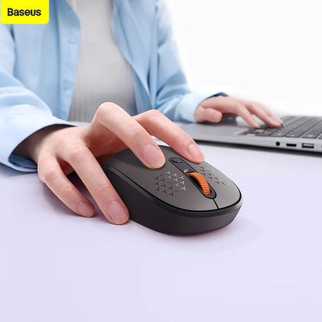 Tastatura/Mouse Baseus Wireless Mouse Tri-Mode F01B (B01055503833-00), Bluetooth 5.0, 2.4G, 1600 DPI, Frosted Grey