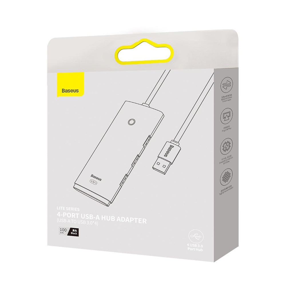 Hub Baseus Lite Series (WKQX030201), USB 4x USB3.0 Type-C, Negru