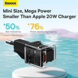 Incarcator Baseus (CCGN050102), GaN, Type-C, Fast Charging, 20W, Alb