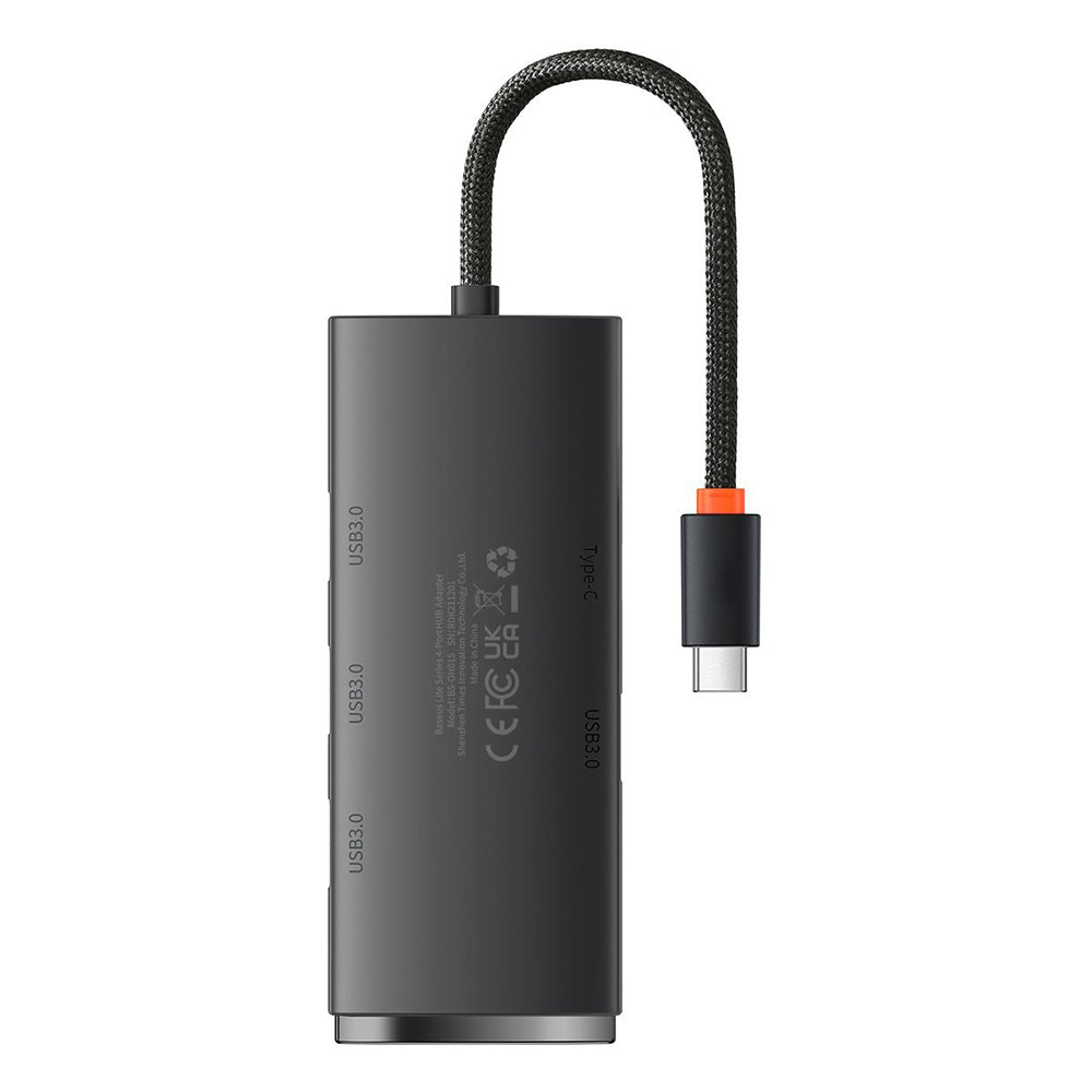Hub Baseus Lite Series (WKQX030301), Type-C la 4x USB 3.0, 0.25m, Negru