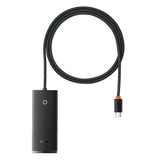 Hub/Dock Baseus Hub Adapter Lite Series (WKQX030401), USB-C to 4x USB 3.0, Type-C, 1m, Negru