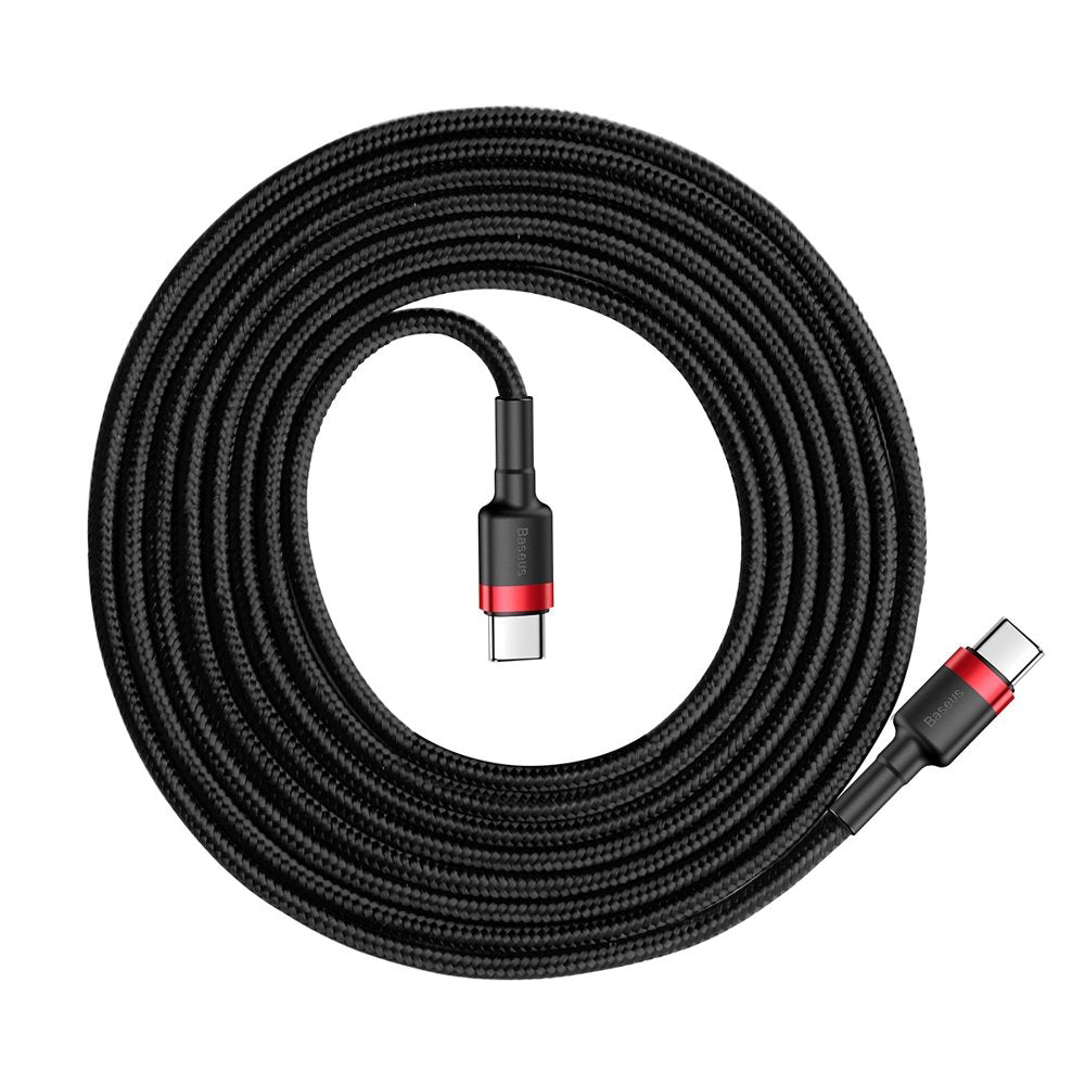 Cablu Baseus Cafule (CATKLF-H91), Type-C to Type-C, Fast Charging, 60W, 20V, 3A, 2m, Rosu / Black