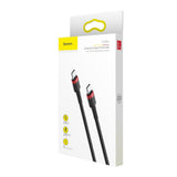 Cablu Baseus Cafule (CATKLF-H91), Type-C to Type-C, Fast Charging, 60W, 20V, 3A, 2m, Rosu / Black