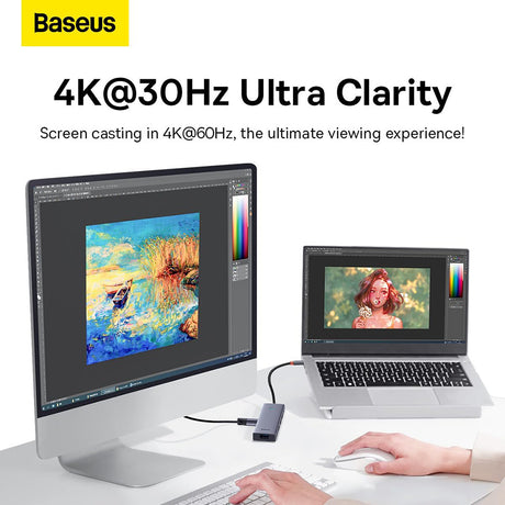 Hub/Dock Baseus Docking Station UltraJoy (B00052809813-00), Type-C to HDMI, 4 x USB, 4K@30Hz, Gri Spatial