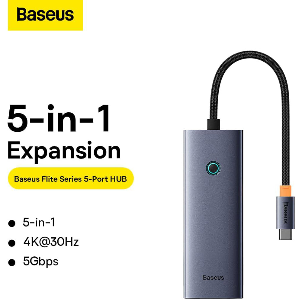 Hub/Dock Baseus Docking Station UltraJoy (B00052809813-00), Type-C to HDMI, 4 x USB, 4K@30Hz, Gri Spatial