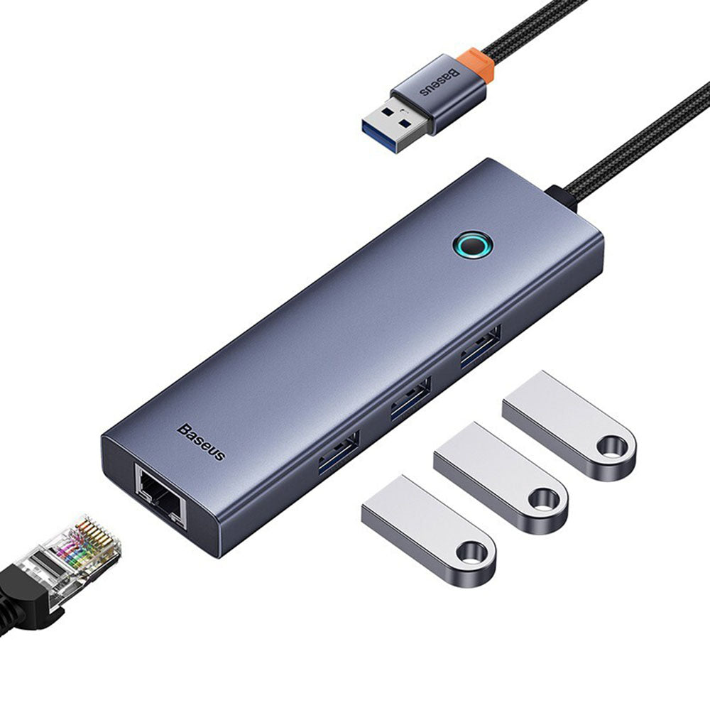 Hub/Dock Baseus Docking Station UltraJoy Series (B0005280A813-01), USB to 3 x USB 3.0, RJ45, 100W, Gri Spatial