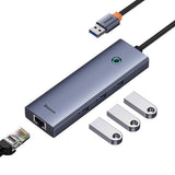 Hub/Dock Baseus Docking Station UltraJoy Series (B0005280A813-01), USB to 3 x USB 3.0, RJ45, 100W, Gri Spatial