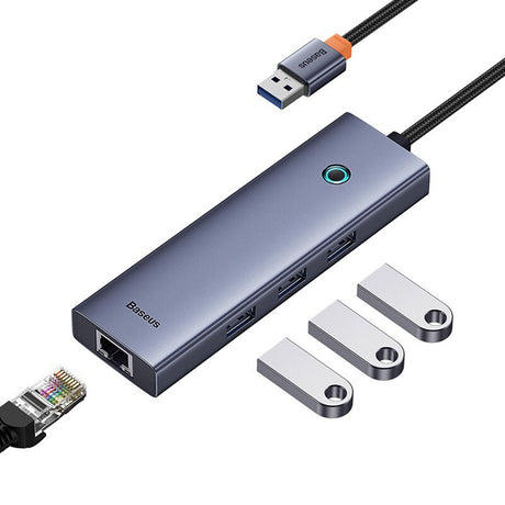 Hub/Dock Baseus Docking Station UltraJoy Series (B0005280A813-01), USB to 3 x USB 3.0, RJ45, 100W, Gri Spatial