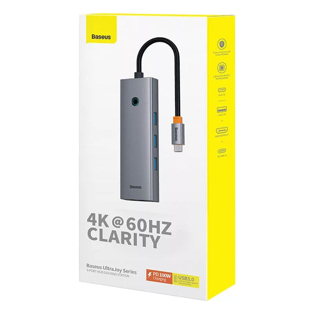 Hub/Dock Baseus Docking Station UltraJoy (B00052807813-01), Type-C to HDMI, 4xUSB, Type-C, 4K@60Hz, Gri Spatial