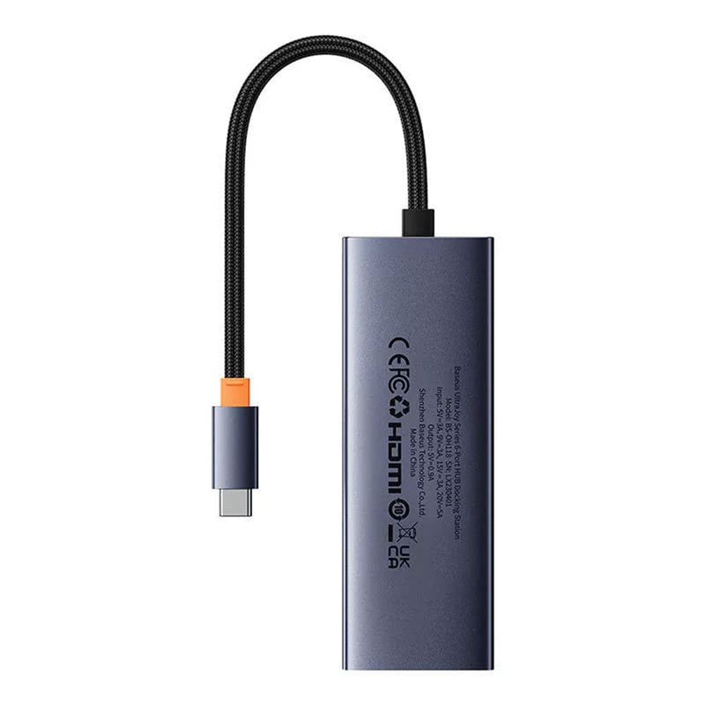 Hub/Dock Baseus Docking Station UltraJoy (B00052807813-01), Type-C to HDMI, 4xUSB, Type-C, 4K@60Hz, Gri Spatial