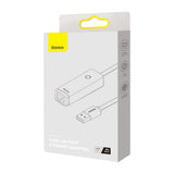 Adaptor Baseus Ethernet Adapter Lite Series (WKQX000001), USB to RJ45 LAN Port, 100Mbps, Negru