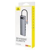 Hub Baseus Metal Gleam (B00030709811-00), Type-C to HDMI 4K, VGA, 4xUSB, RJ45, Gri