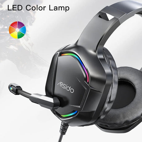 Casti Yesido Wired (EK01), for Gaming, Jack 3.5mm, with Microphone, RGB LED Lights, Negru