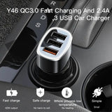 Incarcator Yesido Car (Y46), 3x USB, 2.4A, Q.C3.0, Fast Charging, 42W, Negru