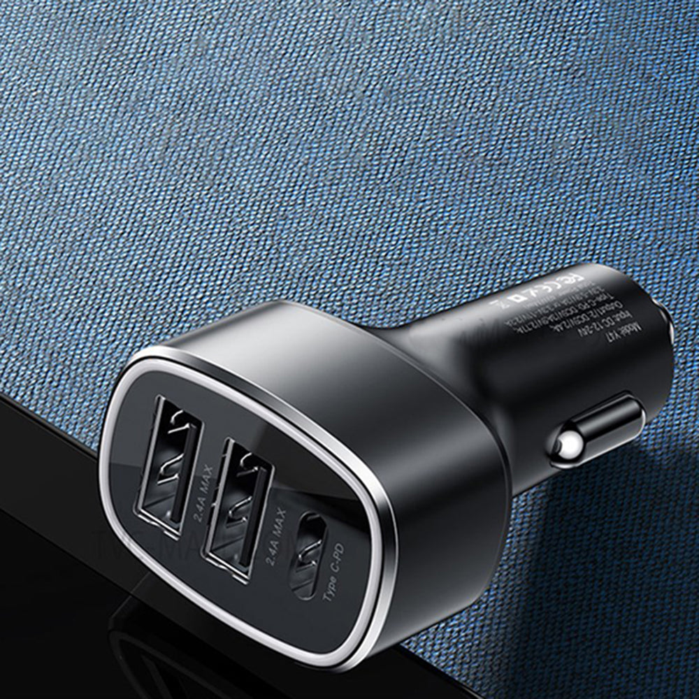 Incarcator Yesido Car (Y47), Dual USB, Type-C, Fast Charging, 49W, Aluminum Alloy, Negru