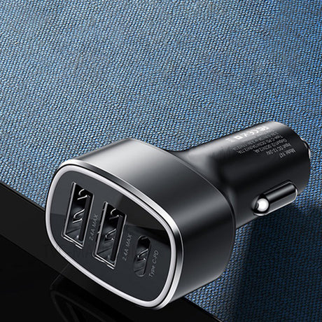 Incarcator Yesido Car (Y47), Dual USB, Type-C, Fast Charging, 49W, Aluminum Alloy, Negru