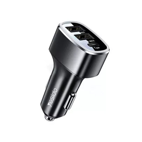 Incarcator Yesido Car (Y47), Dual USB, Type-C, Fast Charging, 49W, Aluminum Alloy, Negru