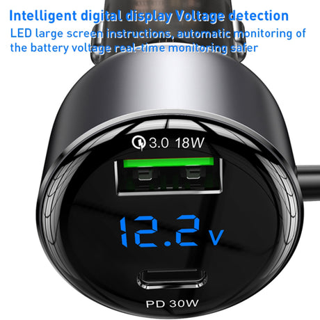 Incarcator Yesido Car (Y58), USB, Type-C, with Cable Lightning, Type-C, Fast Charging, 60W, 120cm, Gri