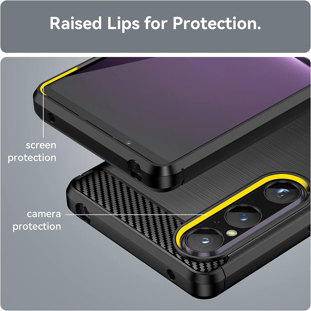 Husa de protectie Techsuit Carbon Silicone compatibil cu Sony Xperia 1 V, Negru