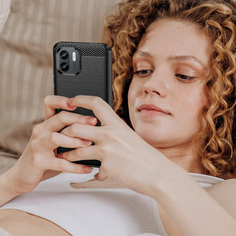 Husa de protectie Techsuit Carbon Silicone compatibil cu Xiaomi Redmi A1+ / A2+, Negru