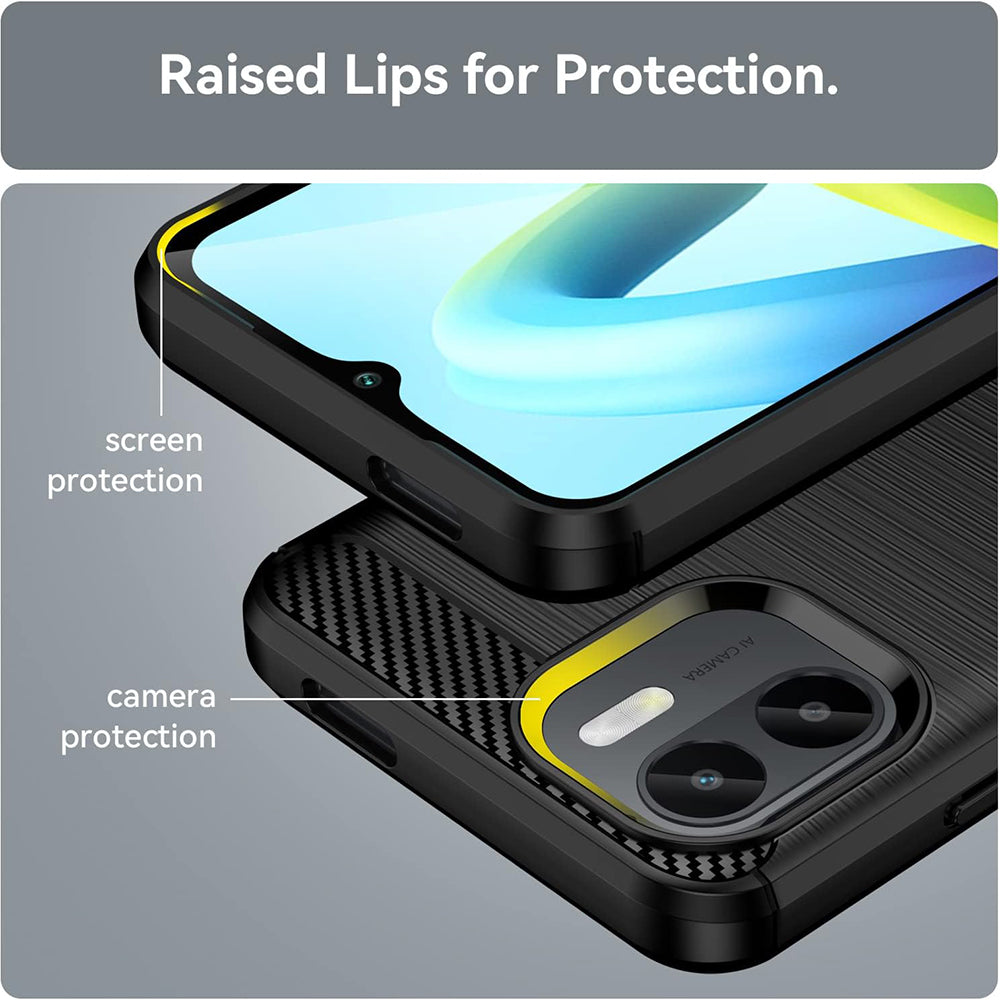Husa de protectie Techsuit Carbon Silicone compatibil cu Xiaomi Redmi A1+ / A2+, Negru