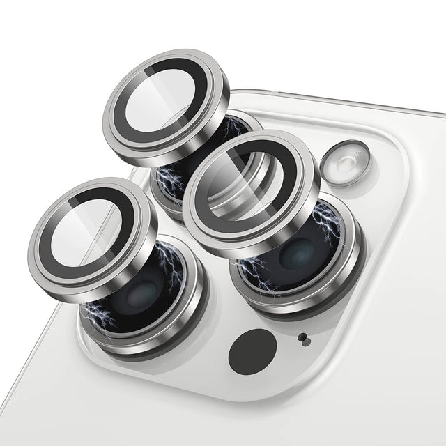 Folie de protectie Lito S+ Camera Glass compatibil cu iPhone 15 Pro / iPhone 15 Pro Max, Alb Titanium