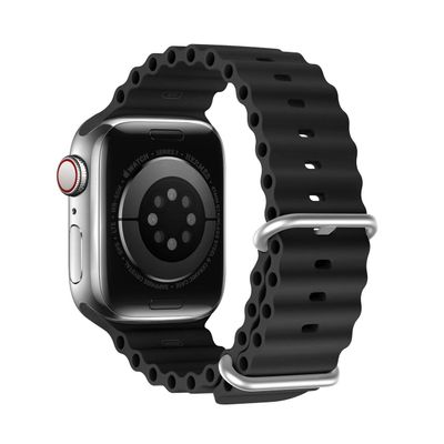 Curea de silicon DUX DUCIS OCEAN WAVE, Apple Watch 42 / 44 / 45 / 46 / 49 mm - Black - NotebookGsm