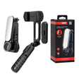 Suport Techsuit Gimbal Mini Selfie Stick (Q09), Stabilizer Tripod with LED Light and Bluetooth Remote Control, 70cm, Negru