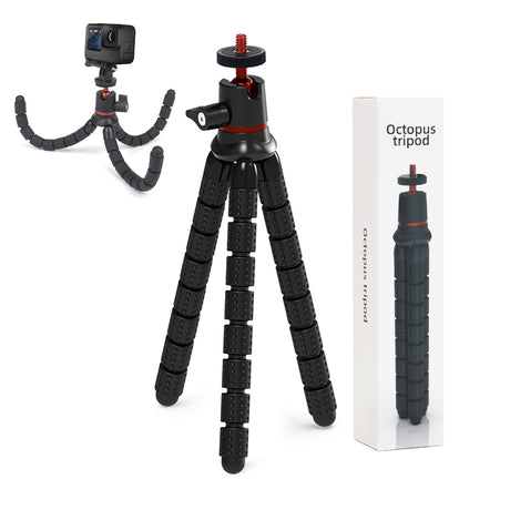 Suport Techsuit Octopus Tripod (JX-004), for Phone and GoPro Action Camera, Portable, Flexible, Negru