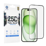Folie de protectie Lito 2.5D FullGlue Glass compatibil cu iPhone 15 Plus, Negru