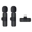 Casti Techsuit (set de 2) Lavalier Wireless XtreamMic (LW2), with Receiver, Type-C Connector, for Phones Plug & Play, Collar Clip, Negru