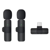 Casti Techsuit (set de 2) Lavalier Wireless XtreamMic (LW2), with Receiver, Type-C Connector, for Phones Plug & Play, Collar Clip, Negru