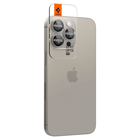 Folie de protectie Spigen (set de 2) Optik.tR EZ Fit Pro Camera Glass (AGL07163) compatibil cu iPhone 14 Pro/14 Pro Max/15 Pro/15 Pro Max/16 Pro/16 Pro Max, Natural