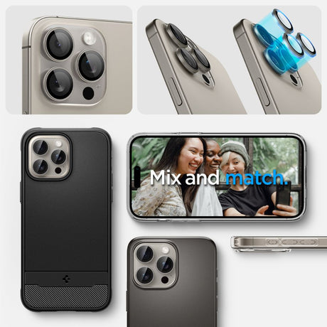 Folie de protectie Spigen (set de 2) Optik.tR EZ Fit Pro Camera Glass (AGL07163) compatibil cu iPhone 14 Pro/14 Pro Max/15 Pro/15 Pro Max/16 Pro/16 Pro Max, Natural