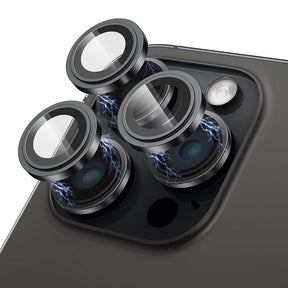 Folie de protectie Lito S+ Camera Glass compatibil cu iPhone 15 Pro / iPhone 15 Pro Max, Negru Titanium