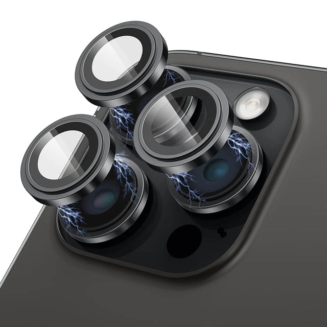 Folie de protectie Lito S+ Camera Glass compatibil cu iPhone 15 Pro / iPhone 15 Pro Max, Negru Titanium