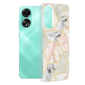 Husa de protectie Techsuit Marble Series compatibil cu Oppo A78 4G, Roz Hex