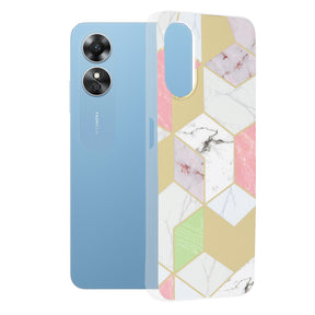 Husa de protectie Techsuit Marble Series compatibil cu Oppo A17, Mov Hex