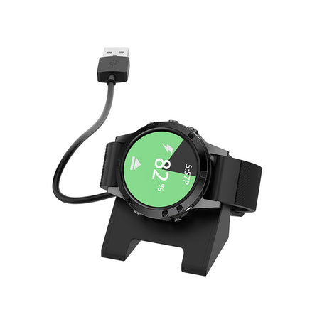 Incarcator Techsuit SmartWatch Wireless Charging Cable (TGC3), for Garmin Fenix 5/5 Plus/6/6X/7X, USB, 5W, 1m with Desk Holder, Negru